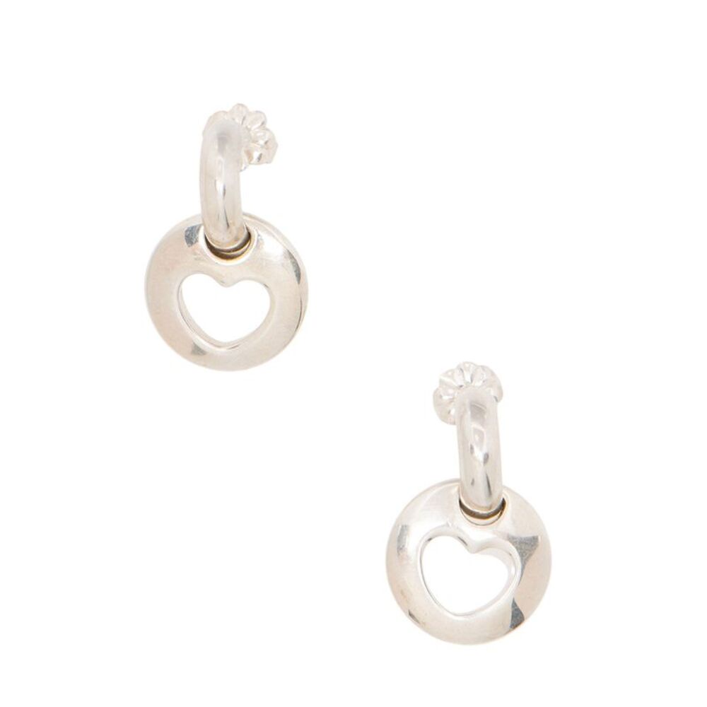 Tiffany & Co Sterling Silver Heart Cut Out Drop Earrings